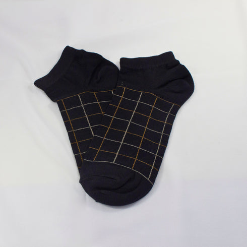 Colored Checked Ankle Socks Black